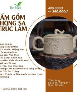 Ấm Trà Đạo Hồng Sa Khắc Trúc Dáng Châu Bàn - Bát Tràng